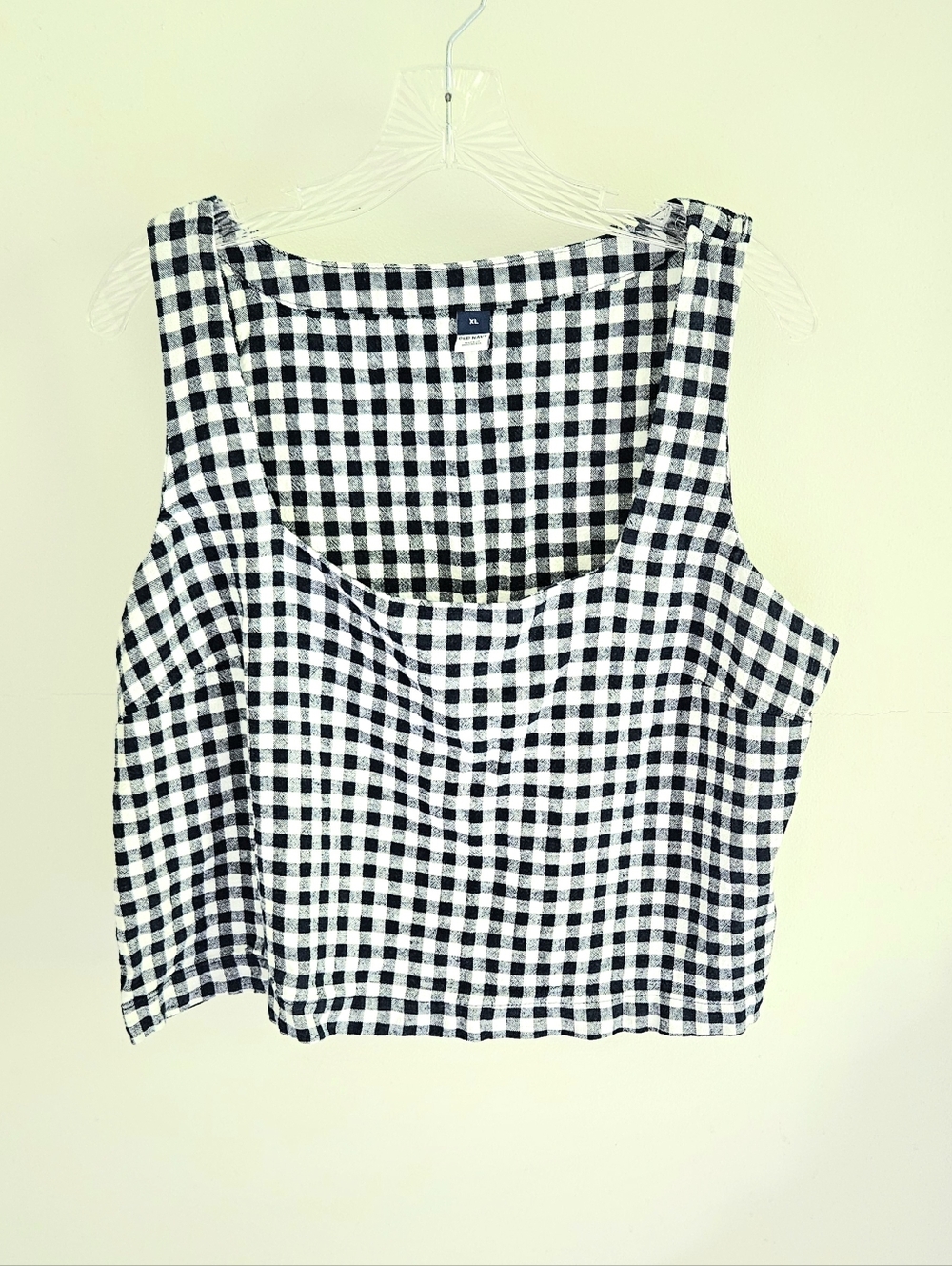 Old Navy Linen Blend Blue White Gingham Crop Top